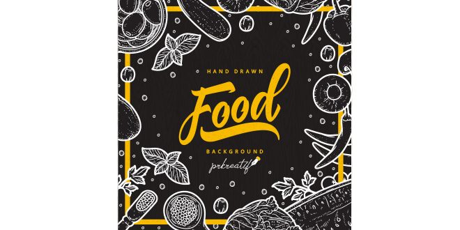 Hand drawn food background Vector