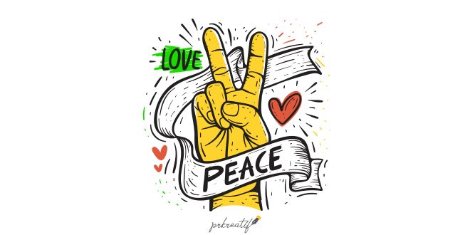 Hand drawn peace sign hand Vector