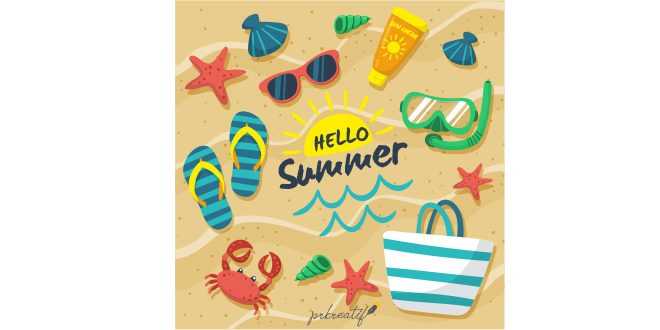 Hello summer background with beach elements Vector