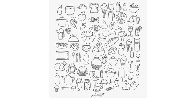 Icons sketchy food Vector