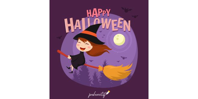 Lovely halloween witch background Vector