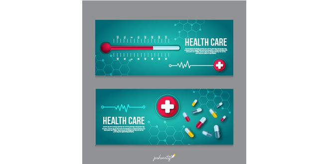 Medical banners with thermometer pills Vector