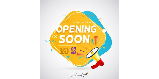 Modern opening soon composition with flat design Vector