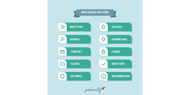 Modern web design button collection with flat design Vector
