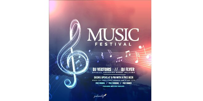 Music festival invitation design with notes Vector