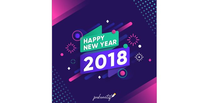 New year 2018 background with fireworks Vector