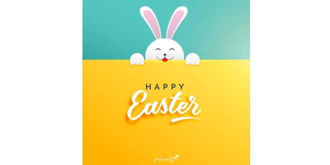Pretty easter background with a white rabbit Vector