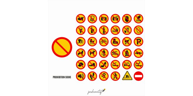 Prohibition signs set Vector