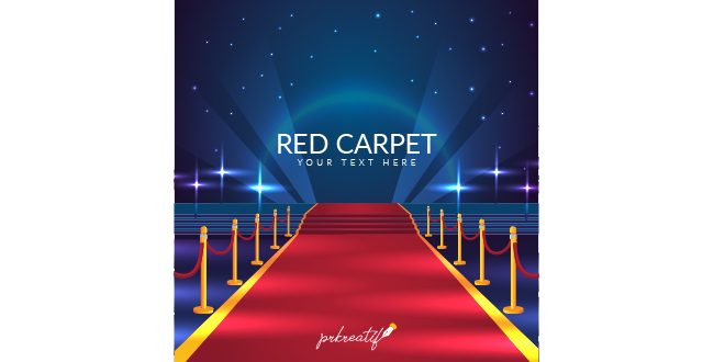 Red carpet background in realistic style Vector