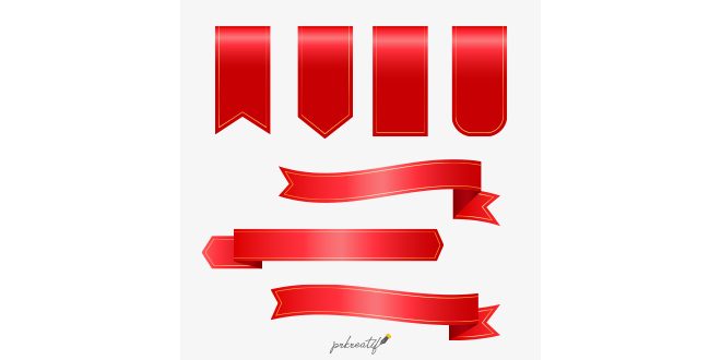 Red ribbons and tags set Vector