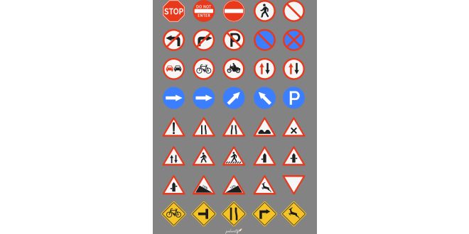 Road signs icon collection Vector