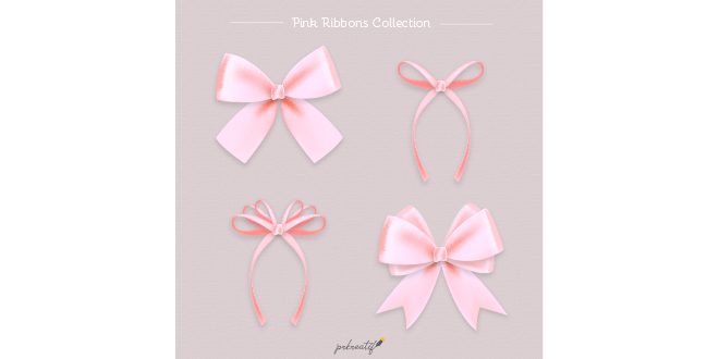 Set of beautiful pink realistic bows Vector