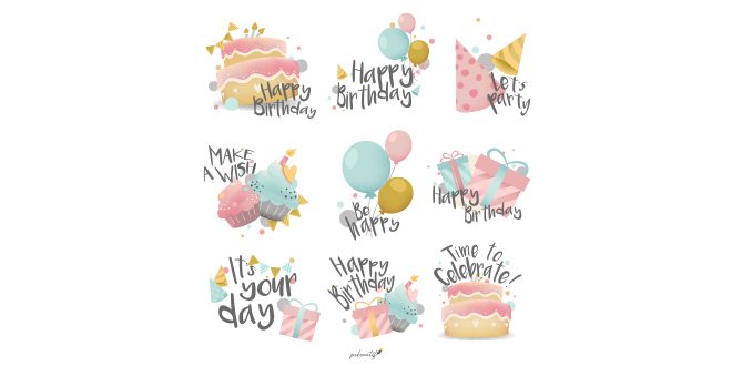 Set of birthday wishes design Vector