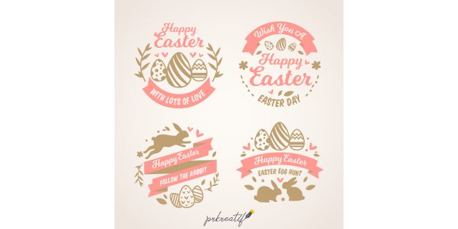 Set of four easter labels Vector