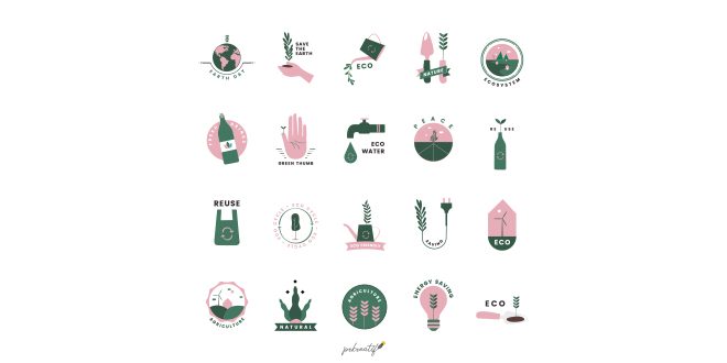 Set of organic and go green icons Vector