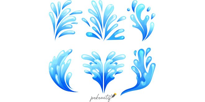 Set of water splashes in flat style Vector