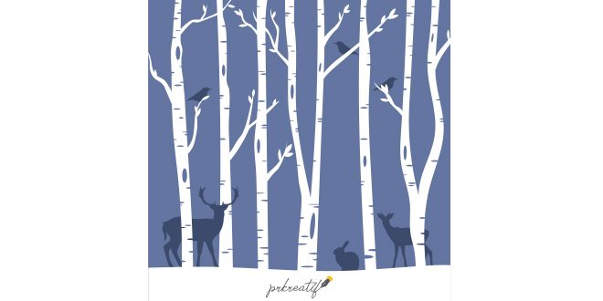 Snowy forest background Vector