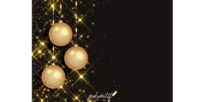 Sparkling christmas balls on black background Vector