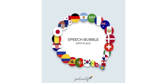 Speech bubble composition with flags Vector
