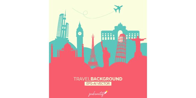 Travel background with monument Vector