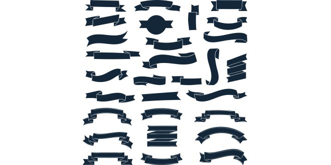 Navy blue ribbons collection  Vector