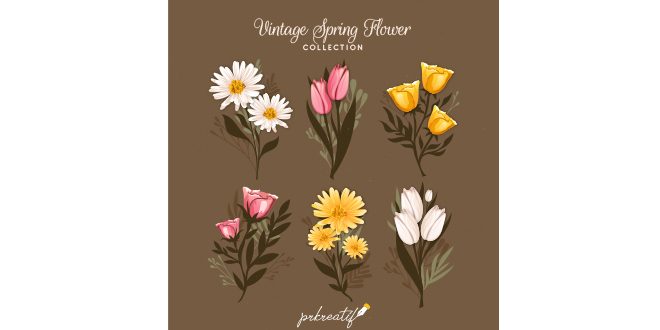 Vintage spring floral collection Vector