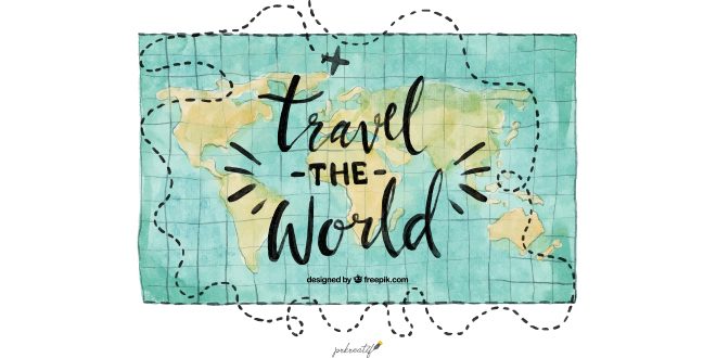 Water color travel the world background Vector