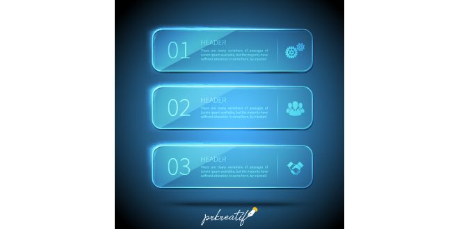 Web elements 3 glass plates for infographic on blue background Vector