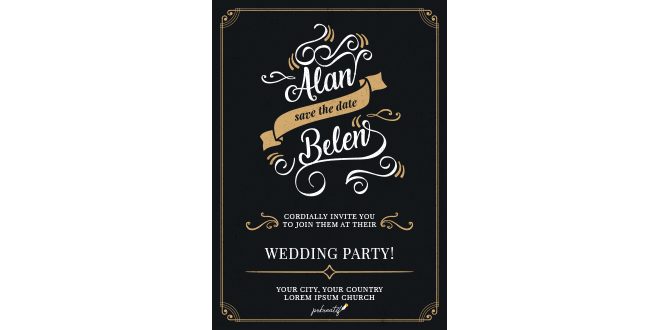 Wedding invitation with ornaments in vintage style Vector