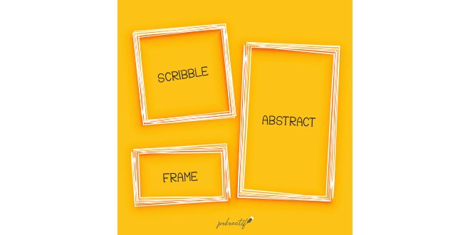 Abstract scribble frame on yellow background