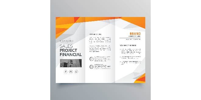 Abstract orange trifold brochure design business template Free Vector