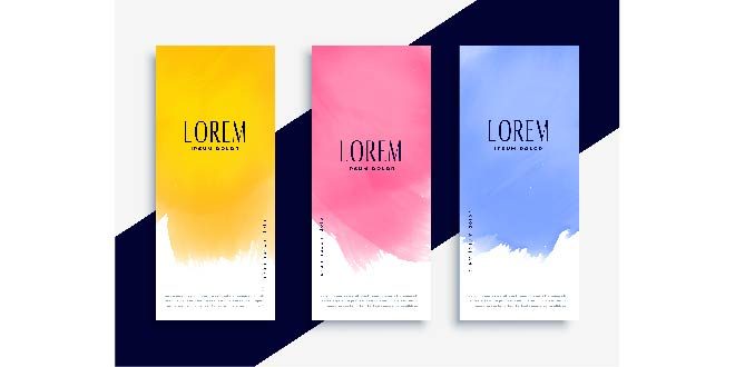 Lovely colorful watercolor banners set Free Vector