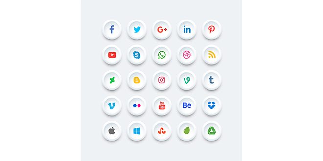 Rounded social media icons set Free Vector