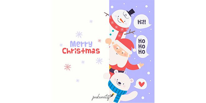 Peeping out christmas characters background  Vector