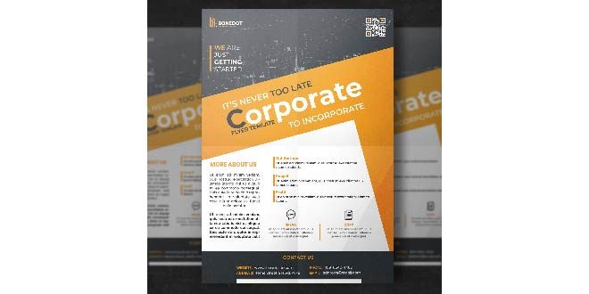 Yellow and grey corporate flyer template Free Psd