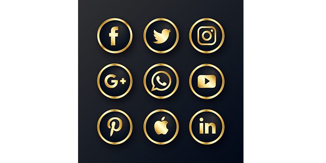 Luxury Golden Social Media Icons Pack  Vector